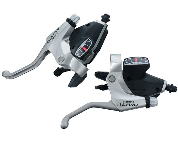Купить Моноблок для велосипеда Shimano, ALIVIO, M410, комплект, 3 x 8 скоростей, 2 пал, трос + оплетка, индупак