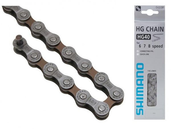 Купить Цепь для велосипеда Shimano, HG40, 6/7/8ск, 116 зв., амп. пин.